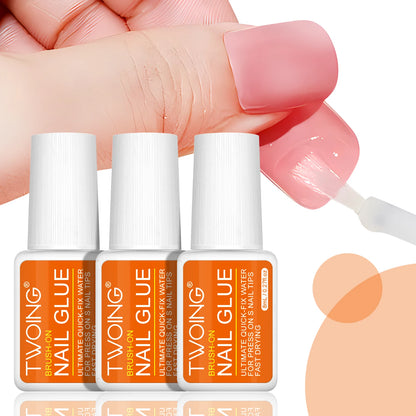 Twoing Waterproof Liquid Nail Adhesive,Long-Lasting & Fast-Drying, Formaldehyde-Free, Compatible with Acrylic Nails Fake Nail