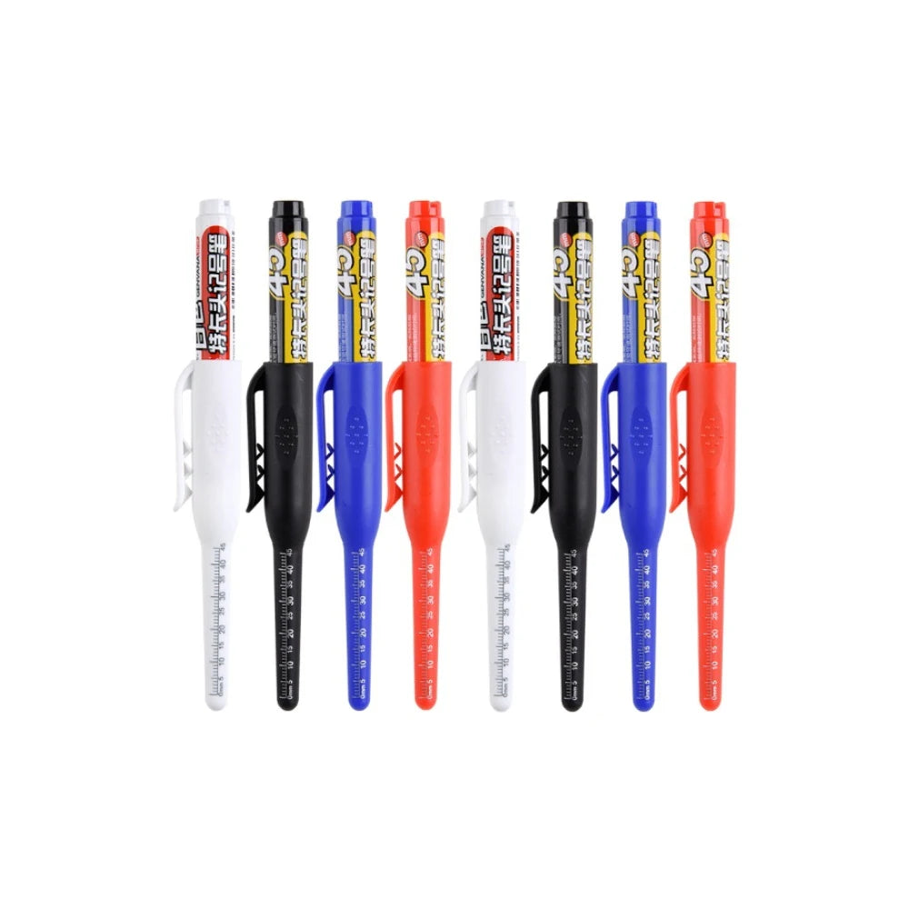 4-40Pcs White/Black/Blue/Red 45mm Deep Hole Marker Pens Long Nib Head Carpenter Pen Waterproof for Measuring Woodworking Offi