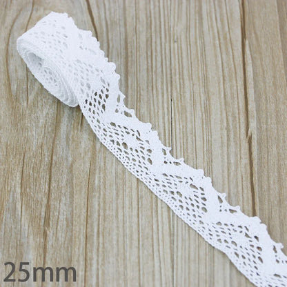 Lace Ribbon Trim, White Beige Cotton Embroidered Ribbon, 5 Meter Sewing Fabric, DIY Craft Materials, Elegant Lace for Gift Wr