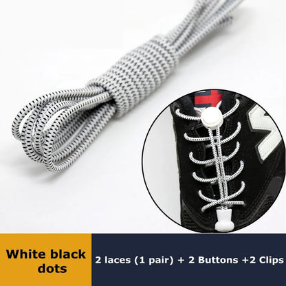 1Pair Shoelaces for Sneaker Elastic No Tie Shoe Laces Stretching Lock Lazy Laces Quick Rubber Shoelace Round Shoestrings - Wh