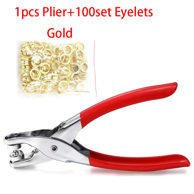 100sets 4mm Metal Eyelet and Eyelet Punch Die Tool Grommet DIY Manual Tools Kit Leather Craft Clothing Leather Belt Hat