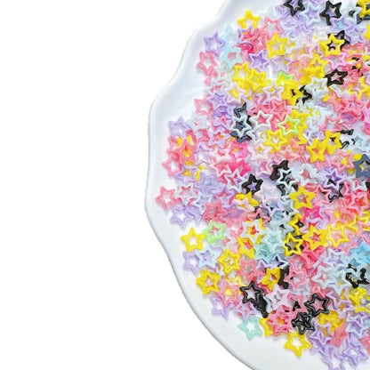 100Pc/bag Macaron Hollow Star Nail Charms Dopamine Color Resin Press-On Nail Decor Mixed Vibrant Kawaii DIY Manicure Accessor