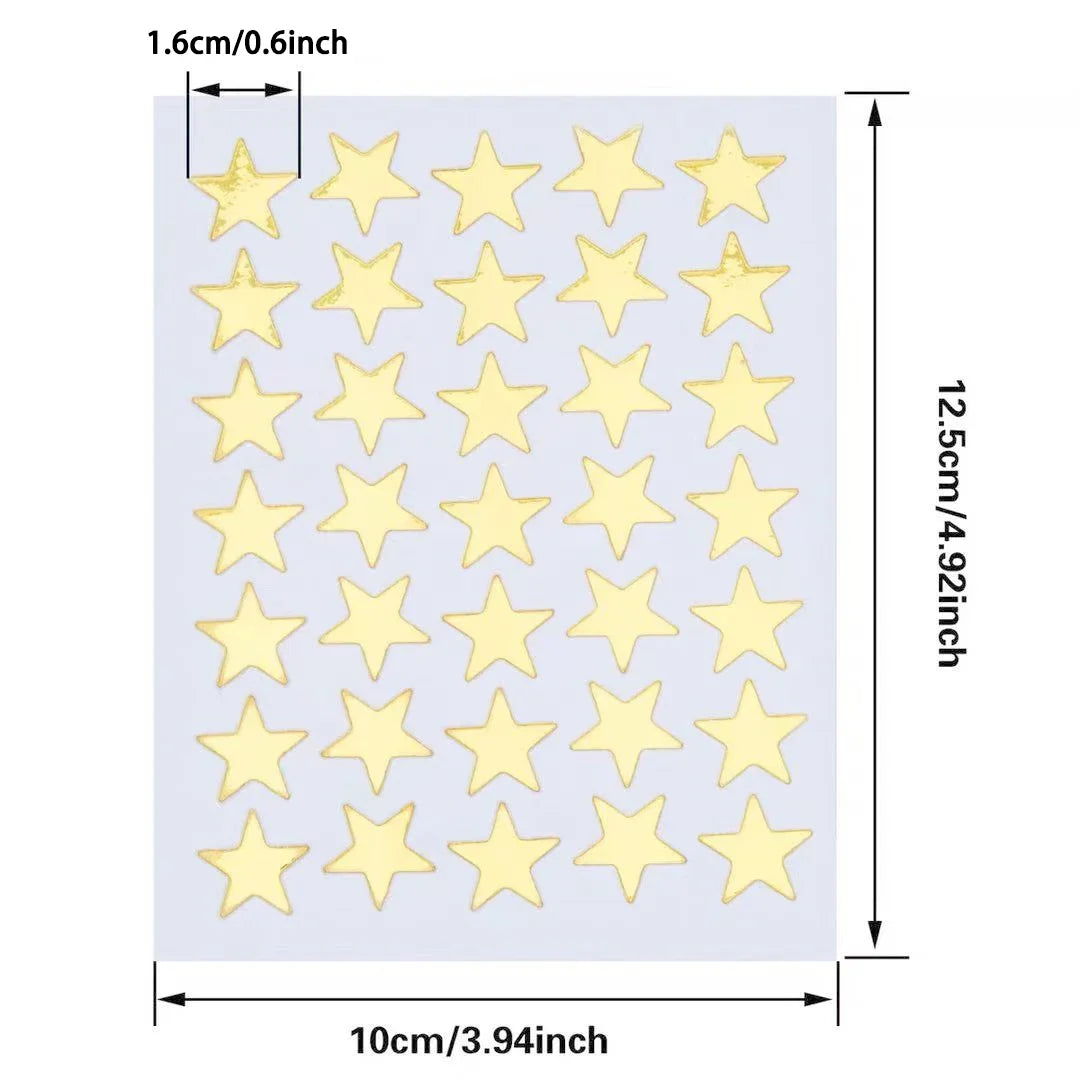 10 Sheets/bag Gold Star Sticker Stamping Five Pointed Star Sticker Children's Reward Sticker Teacher Praise Label