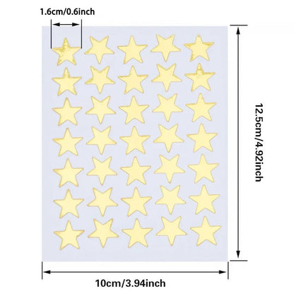 10 Sheets/bag Gold Star Sticker Stamping Five Pointed Star Sticker Children's Reward Sticker Teacher Praise Label