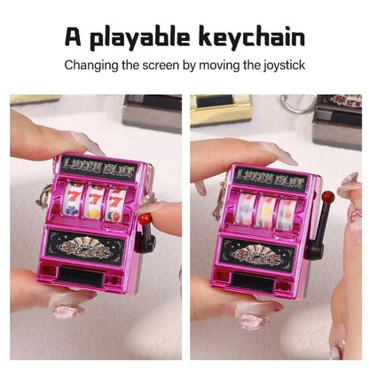 Mini Gambling Slot Machine Key Chains Creative Arcade Pocket Fruit Lucky Jackpot Gadget Antistress Toy Funny Games Keychain R