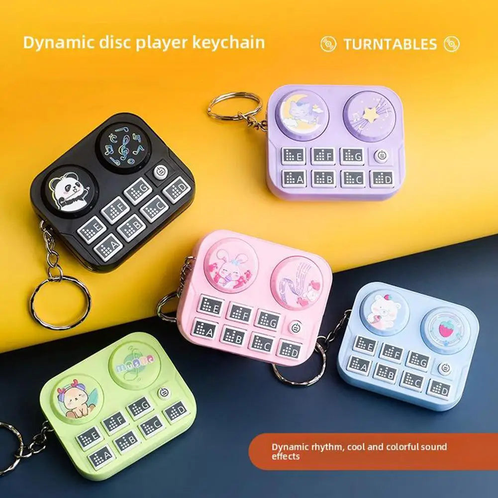 1pc Mini Music DJ Disc Player Keychain Musical Instrument Sound Button Toy Games Children's Educational Toy Bag Pendant Keych