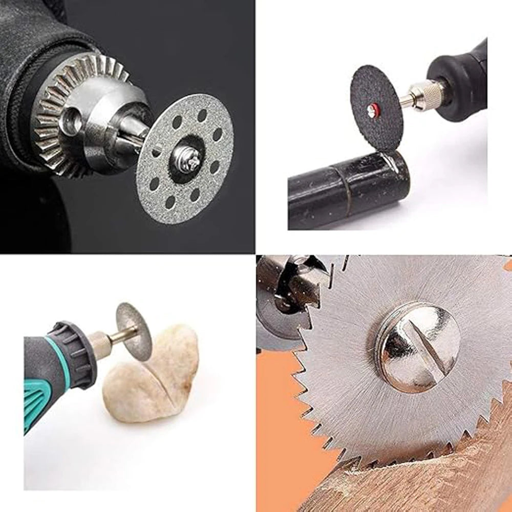 31PC Diamond Cutting Discs Mini Drill Rotary Tool HSS Circular Saw Sanding Grinding Wheel for Cutting Metal, Wood, Stone, PVC