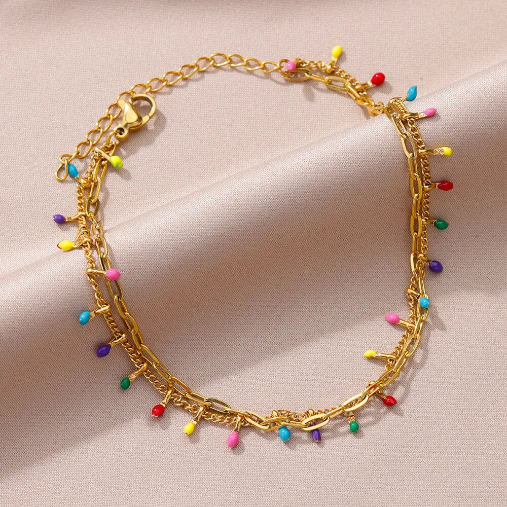 Anklets for Women Summer Beach Accessories Stainless Steel Imitation Pearl Chain Anklet Gold Color Leg Bracelets Bodychain Gi
