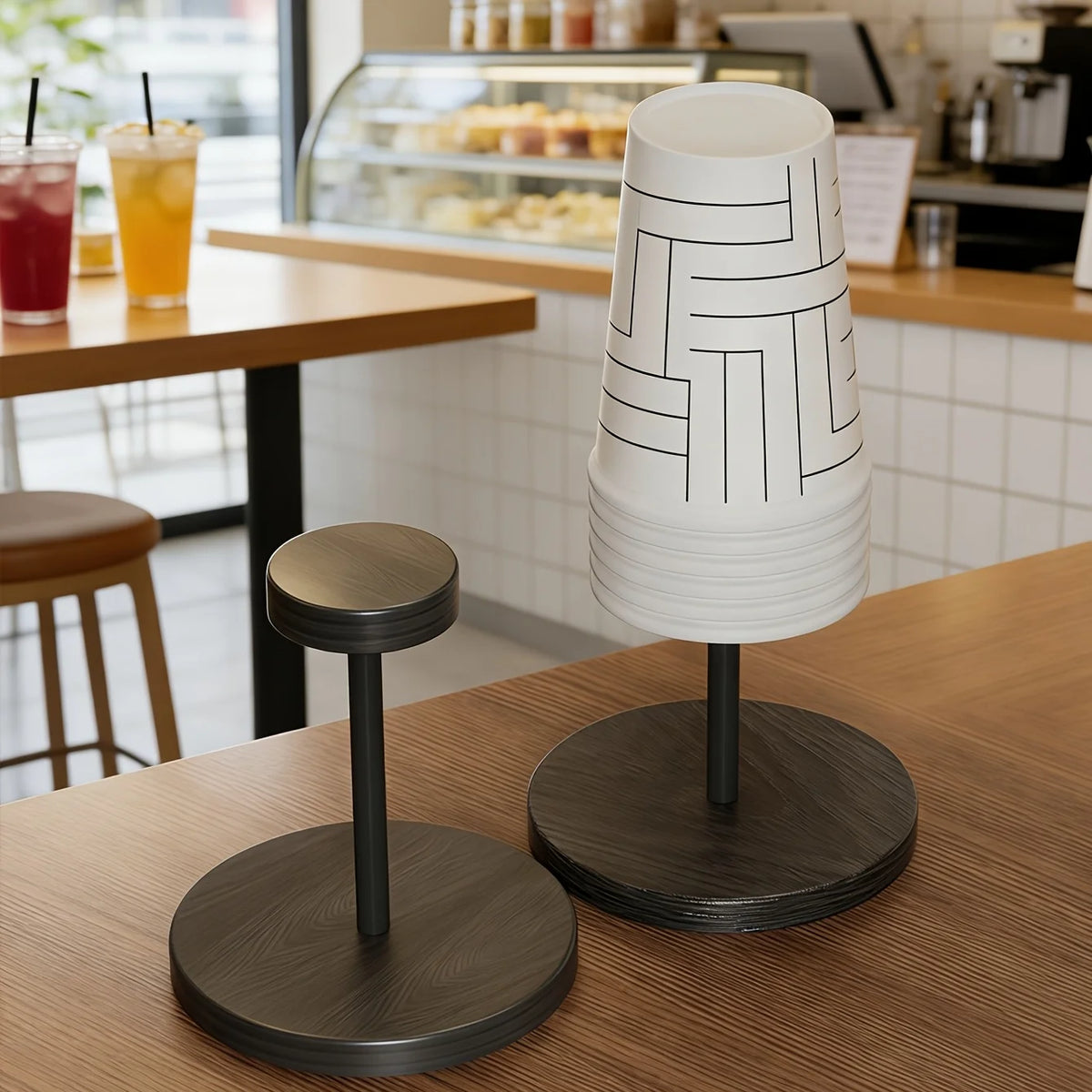 Walnut Colored Wooden Disposable Paper Cup Holder, Suitable for Household Coffee Corners, Kitchens, and Small Bar Counters