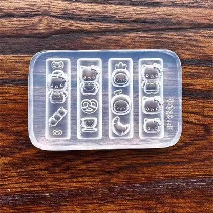3D Silicone Nail Art Mold Cartoon Hello Kitty Rabbit Bear Relief Carving DIY Design Nails parts Charm Decorations Manicure To