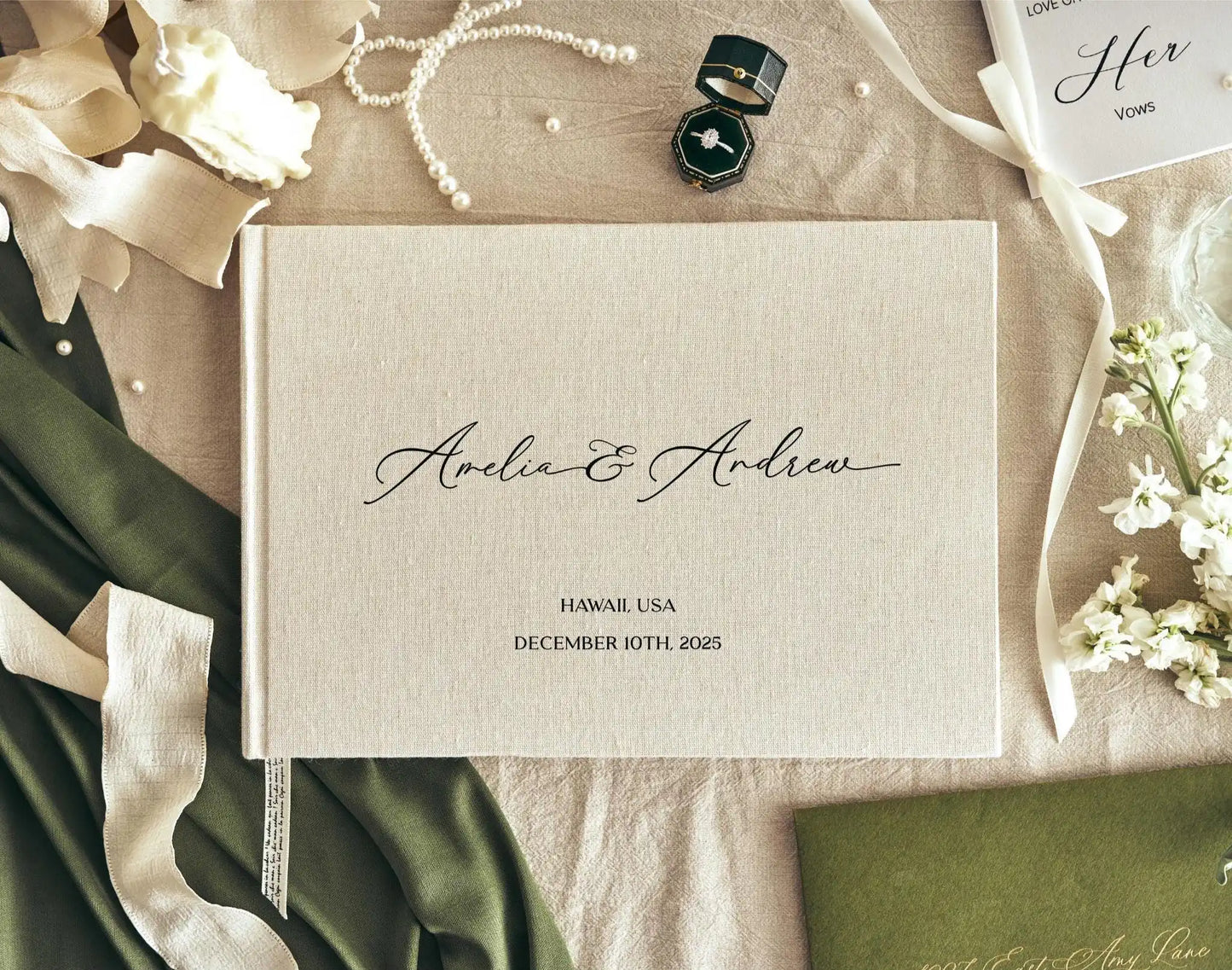 Custom Linen Wedding Guest Book Polaroid Photo Album Engagement Anniversary Scrapbook Reception Keepsake Book Birthday book