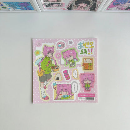 1/6PCS Cute Cartoon Sweet Cool Girl Stickers Hand Account Diary Notebook Planner Scrapbook DIY Decorative Stickers - 06
