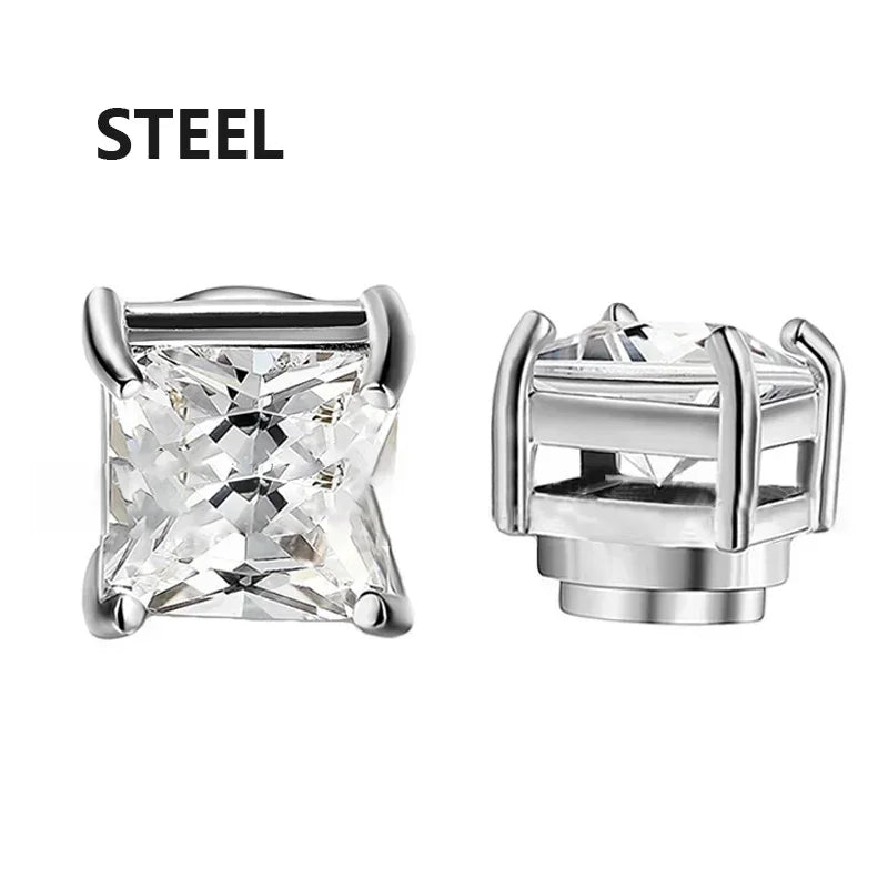 1/3Pairs 6MM Crystal Magnetic No-Pierce Stainless Steel Stud Earrings for Men Punk Zircon Magnet Earrings Non Piercing Jewelr