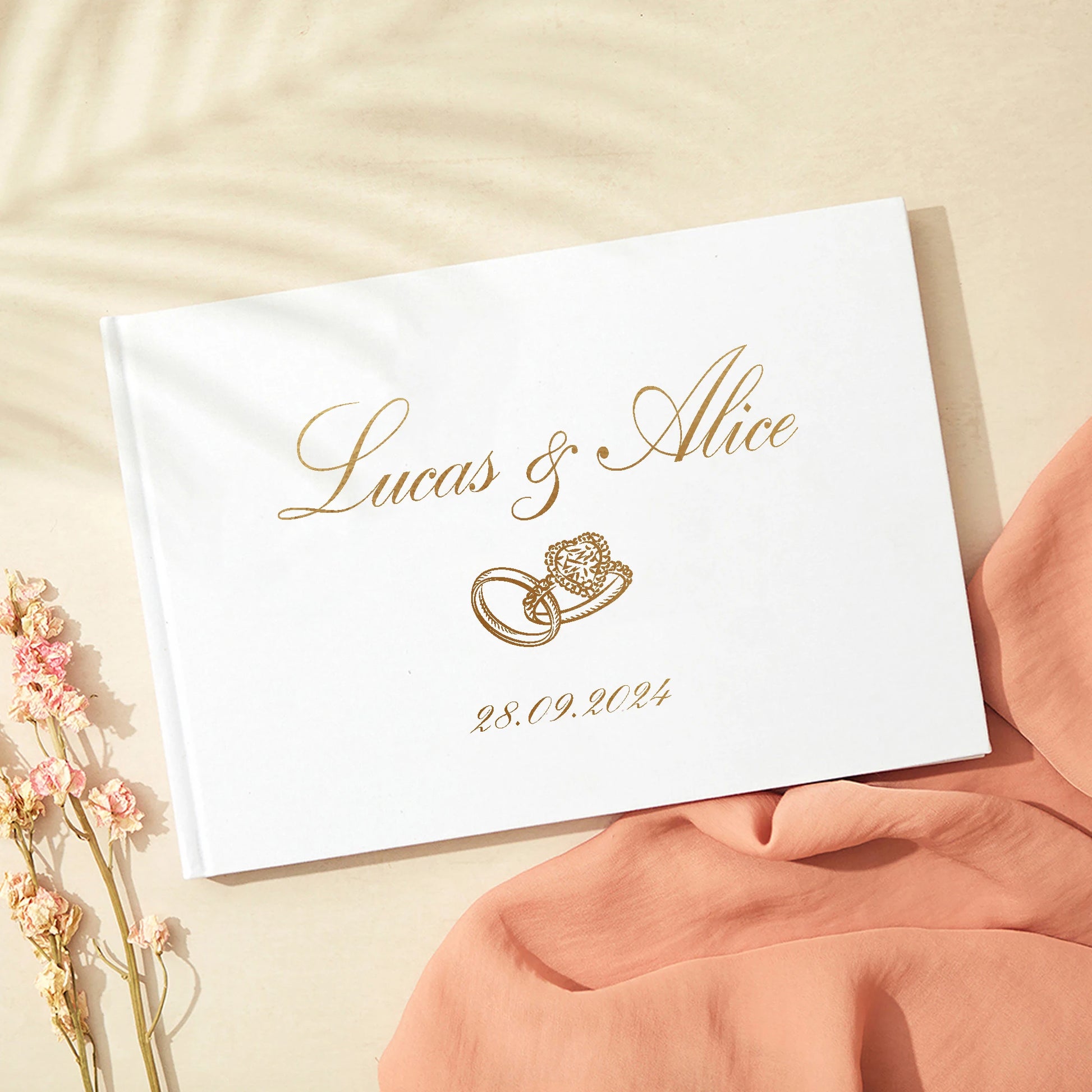 Personalized Guest Book for Wedding Noble Message Photo Album Simple Elegant Horizontal Wedding Reception Signing Book Party 
