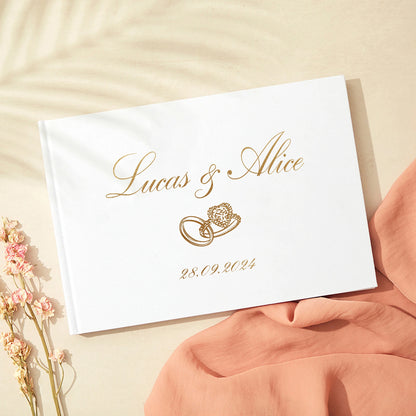 Personalized Guest Book for Wedding Noble Message Photo Album Simple Elegant Horizontal Wedding Reception Signing Book Party 