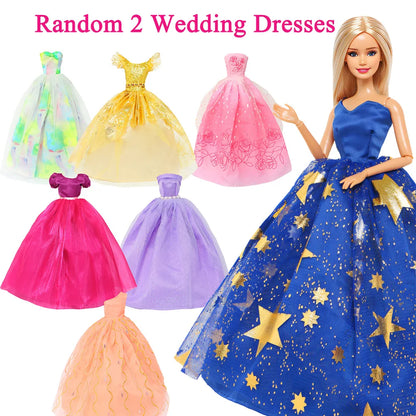 50 Pcs/Set Handmade Doll Clothes for 11.5'' Doll 2 Evening Gown Bikinis 3 Outfit 2 Mini Dress 10 Hangers 31 Accessories Kids 