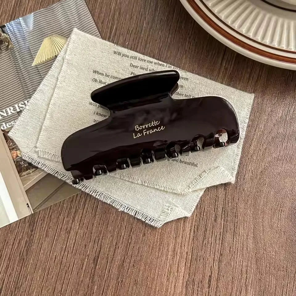 1Pc Elegant Vintage French Hair Clip Two-Tone with Wood Grain & Marbled Design Perfect for Casual Daily Dressing Cute Hair Cl