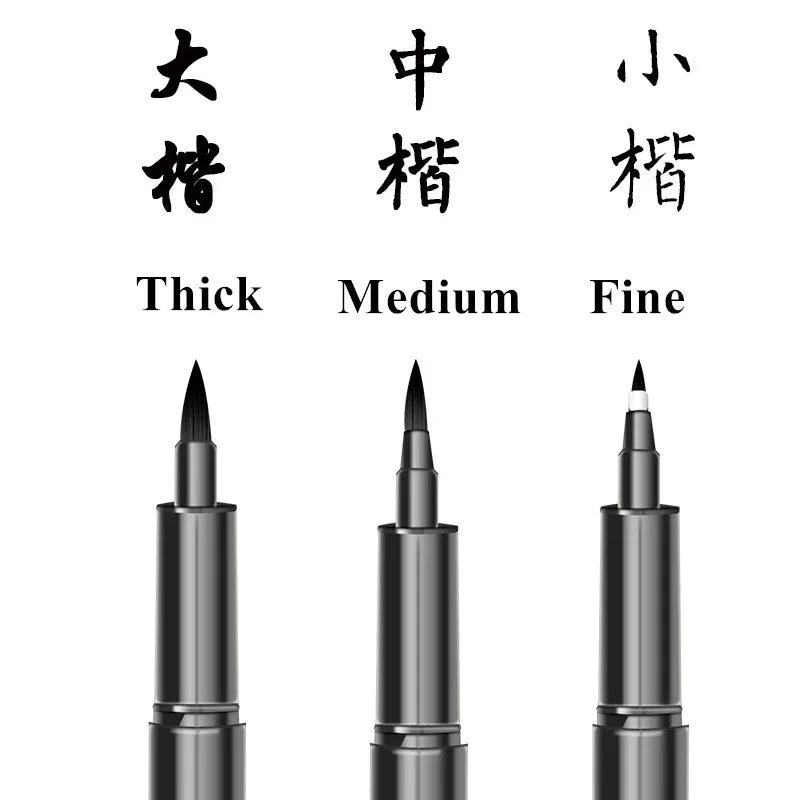 3 Pcs/Set Calligraphy Painting Pen Chinese Brush Pens for Writing Lettering Signatures Soft Brush Tip Refillable Ink Art Craf