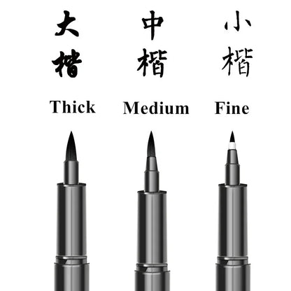 3 Pcs/Set Calligraphy Painting Pen Chinese Brush Pens for Writing Lettering Signatures Soft Brush Tip Refillable Ink Art Craf