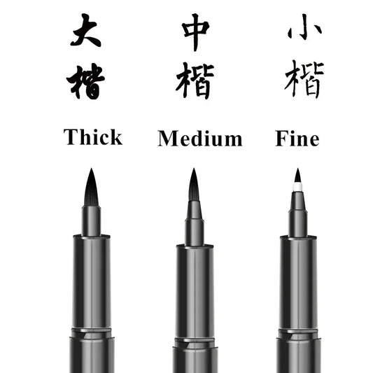 3 Pcs/Set Calligraphy Painting Pen Chinese Brush Pens for Writing Lettering Signatures Soft Brush Tip Refillable Ink Art Craf