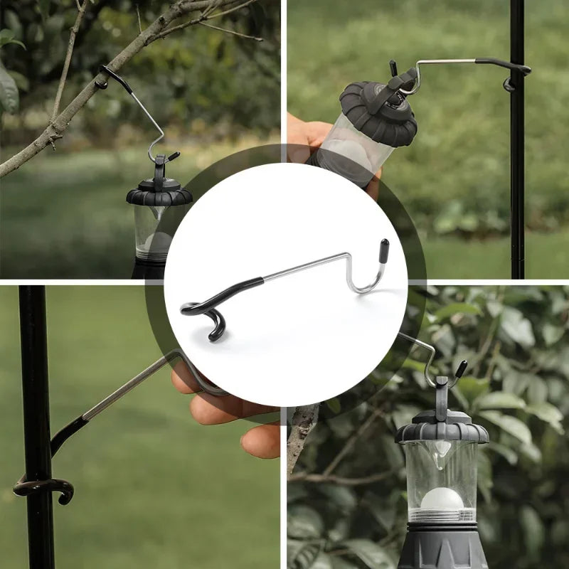Stainless Steel Light Stand Holder Hooks Portable Tent Pole Lamp Hanger Hunting Fishing Lantern Hanger Outdoor Camping Tools