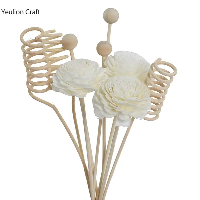 9PCS/lot Flower Aromatherapy Rattan No Fire Aroma Diffuser Sticks Home Living Room Aromatic Incense Supplies - 9pcs