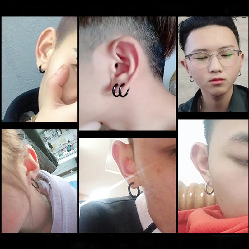 1 Pair Women/Man Stainless Steel Small Hoops Earring Piercing Ear Cartilage Tragus Simple Thin Circle Anti-allergic Ear Buckl