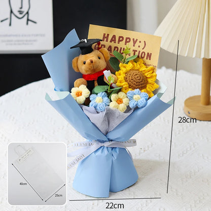 Graduation Bouquet Artificial Crochet Bouquets Hand-woven Flower Bouquet Gifts Teacher's Day Graduation Gift Flowers - S14