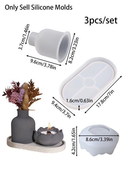 DIY Concrete Craft Silicone Mold Set Vase Candlestick Tray Storage Box Plaster Resin Mold Home Decor Supplies Table Ornaments