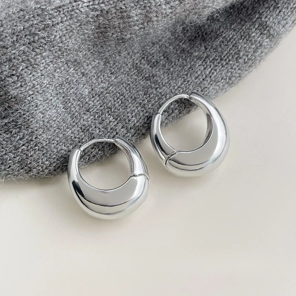 925 Sterling Silver Round Stud Earrings for Women Simple Inlaid Design Hoops Earrings Wedding Party Jewelry Accessories Gifts