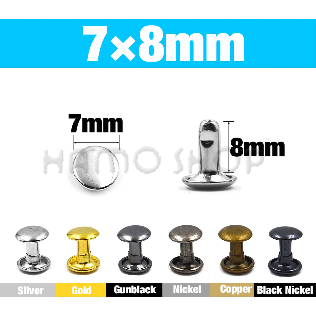 100Sets 5-15mm Metal Double Cap Rivets Stud Round Nail Rivet For Leathercraft Accessories Repair Shoes Bag Belt Clothing Garm