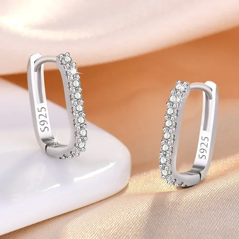 Original designer 925 Sterling Silver Elegant Crystal Jewelry Fashion Zircon Circle Hoop Earrings for Woman Wedding Party Gif