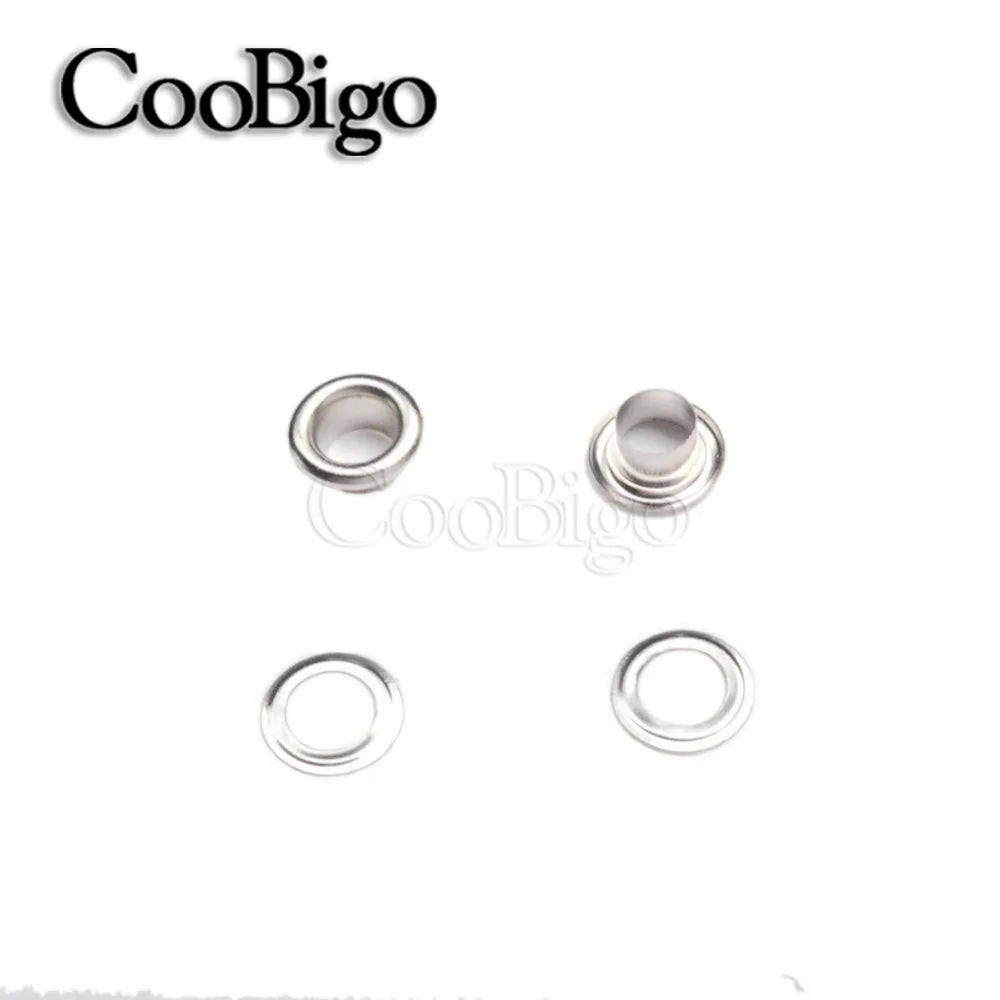 100 Sets Metal Eyelet Grommet Ring Kit for Garment Canvas Sewing Accessories Silver 2mm 3mm 4mm 5mm 6mm 8mm 10mm 12mm 14mm 17