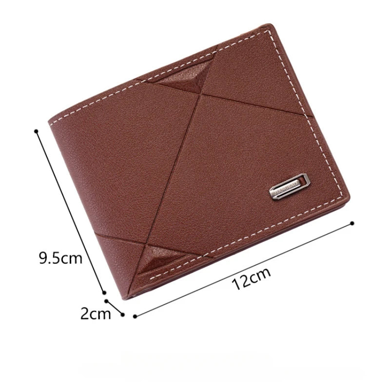 Men Short Bifold Faux Leather Masculina Billetera Credit ID Card Holder Wallet Billfold Purse Clutch Solid Hombre Business Sl