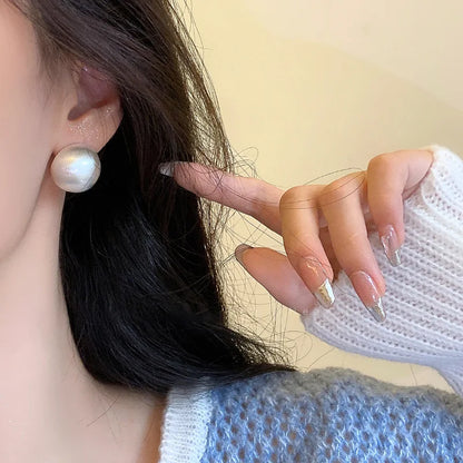 LATS Vintage Exaggerated Personality Semicircle Matte Stud Earrings for Women Temperament Jewelry Party Fashion Accessories G