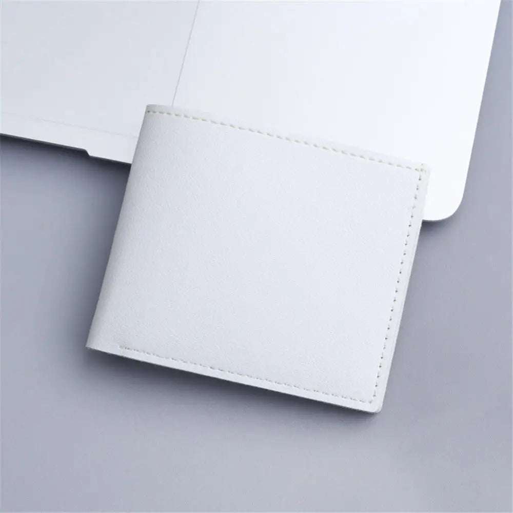 Vintage Pu Leather Wallet Minimalist Purse For Men Money Change Pouch Credit Card Holder Man Birthday Gifts - white 2