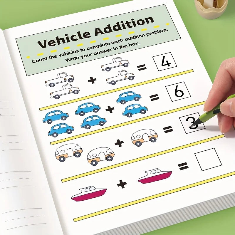 Interactive Preschool Math Workbook with Number Tracing, Addition & Subtraction Worksheets - Early Learning Activities