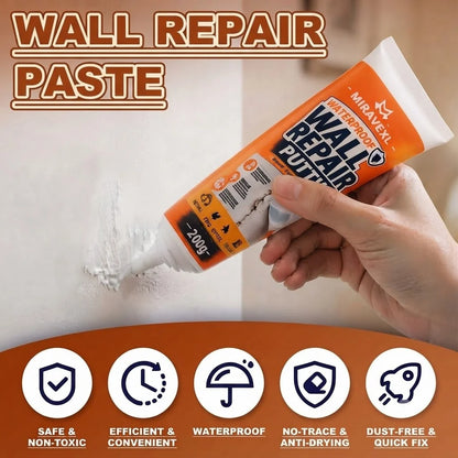 Wall Repair Putty Kit -200gWaterproof Spackling Compound with Scraper,Nozzle, Sandpaper,Gloves for Easy DIY Crack Mending