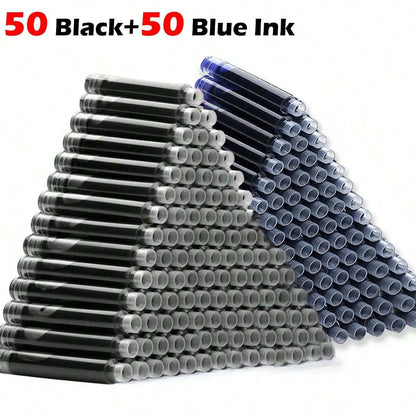 1-100Pcs/Set Retro Metal Fountain Pen Replaceable Ink Elegant Gift for Writing Stationery Office School Supplies - 100Pcs  in