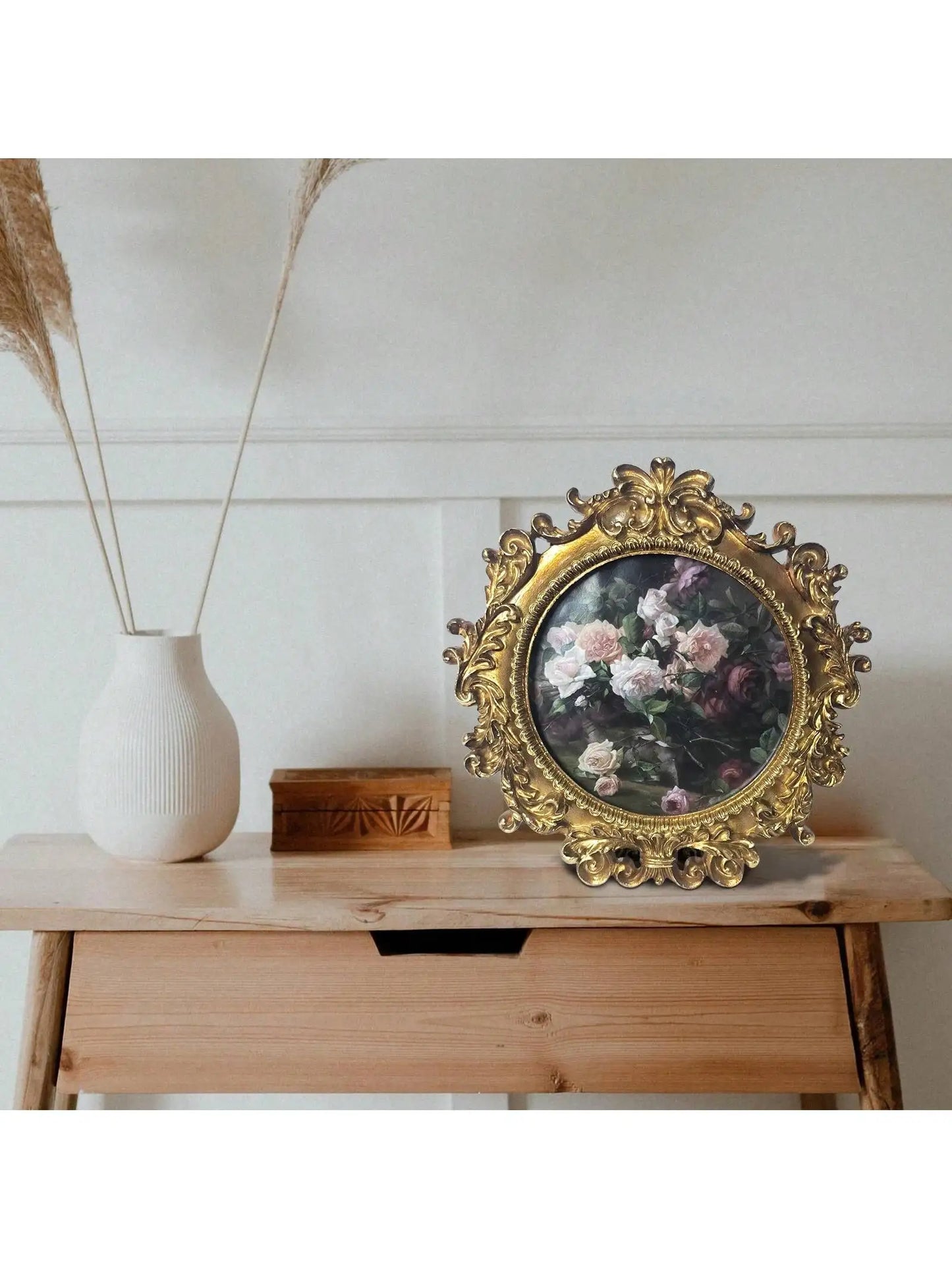 1pc Vintage Picture Frame Luxury Ornate Antique Picture Photo Frame Vertical Wall Tabletop Decor Fashioned Art Decor Frame Go