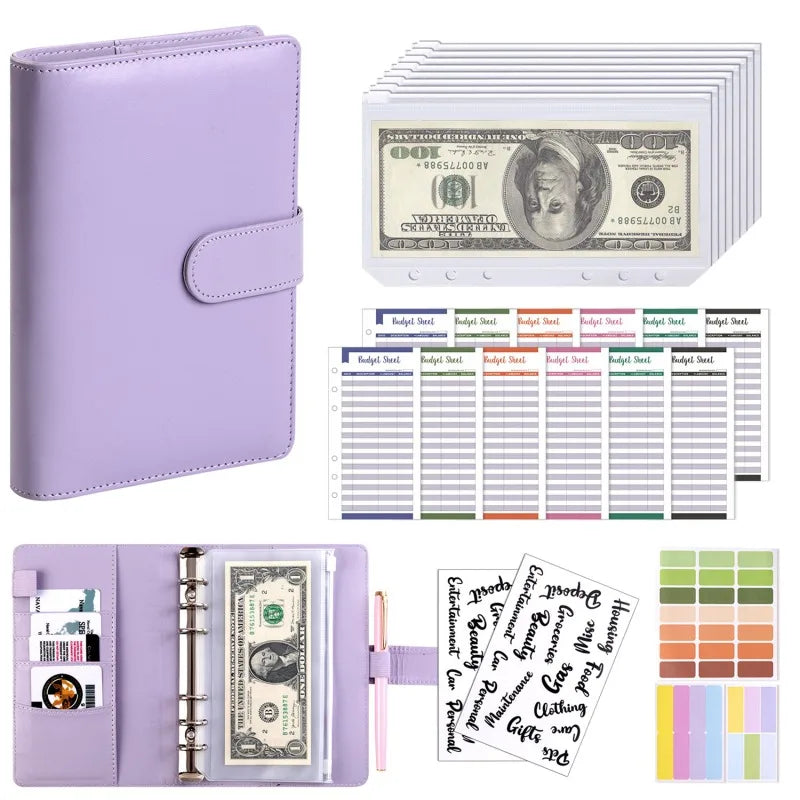 New Budget Plan Notebook A6 Cash Envelope Saving Money 6 Holes Binder for Financial Management A6 Loose-leaf Notebook Binder 