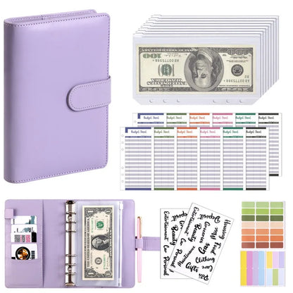 New Budget Plan Notebook A6 Cash Envelope Saving Money 6 Holes Binder for Financial Management A6 Loose-leaf Notebook Binder 
