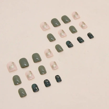 24 pieces of ins-style short press-on nails (square shape), paired with 1 piece of jelly glue and 1 nail file