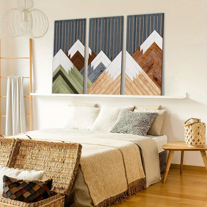 3pcs Boho style Hollow Wood Retro Rustic Leaf Pattern Wall Hanging Art Living Room Bedroom Wall Hanging Home Decoration