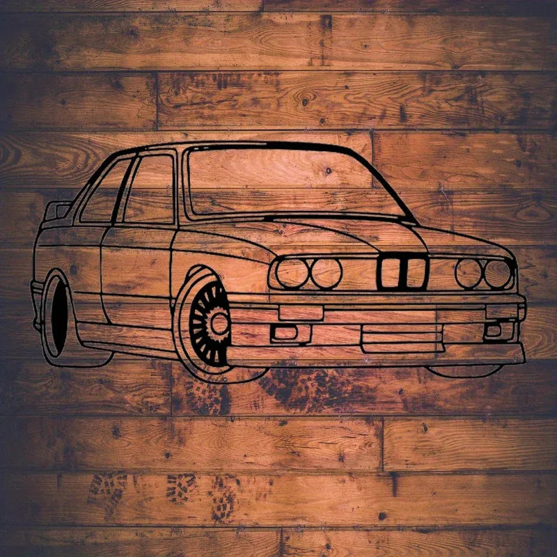 Art Deco Metal Wall Art - Vintage Car Silhouette Sculpture in 2D Abstract Style - Rustic Industrial Decor for Living Room