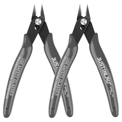 2Pcs Mini Nose Cutting Plier Electrical Wire Cable Cutter Metal Side Snips Flush Pliers Convenient Durable Tool - Grey