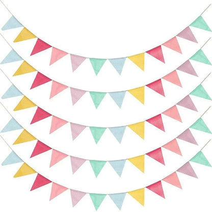 Colourful Jute Linen Pennant Flags Festival Bunting Banners Party Hanging Wedding Hanging Banner Party Garland for Home Decor