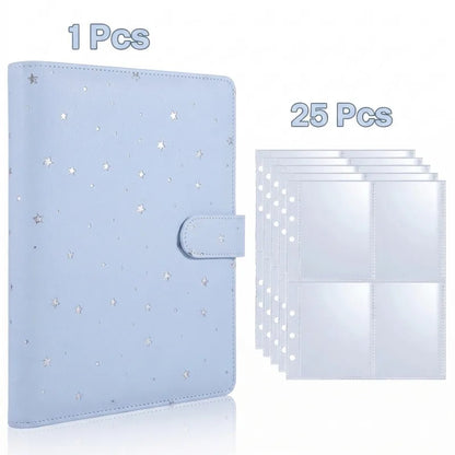 25pcs Page(4 Grids) Photo Card A5-Binder Kpop Photo Albums Idol Cards Loose-leaf Collect Book Binder Photocard Holder - Blue-