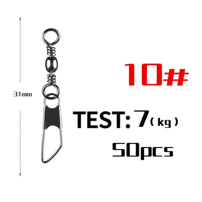 50Pcs Stainless Steel Snap Swivel Saltwater High Strength Snaps Fishing Barrel Line Connector Barrel Safety Snap Fishing Tack