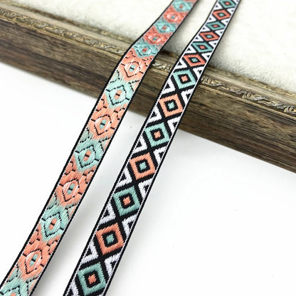 2 yards/lot 13mm Vintage Ethnic Embroidery Ribbon Lace Trim DIY Clothes Bag Accessories Embroidered Fabric - 09